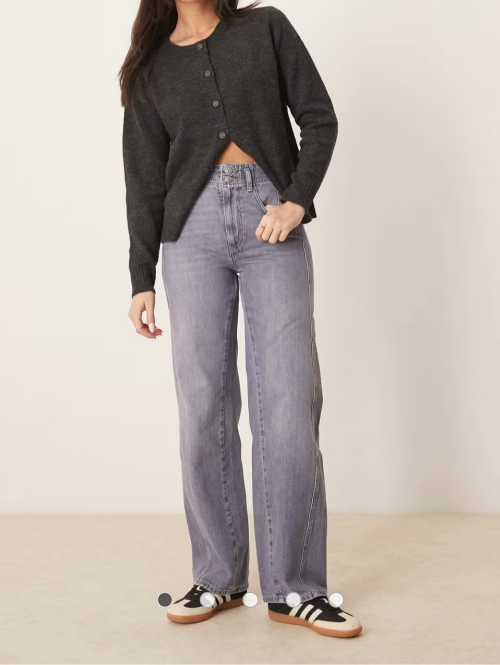 We The Free Aster High Rise Straight Jeans Size 27 Gray Wash Wide Leg